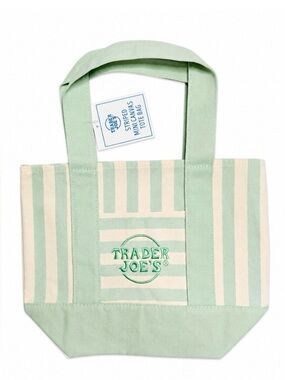 New Trader Joe's Green Pastel Stripe Tote Bag Summer 2026